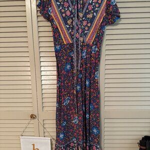 Blue Floral V-Neck Sundress